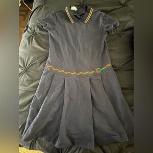 Navy Dress with Colorful Trim